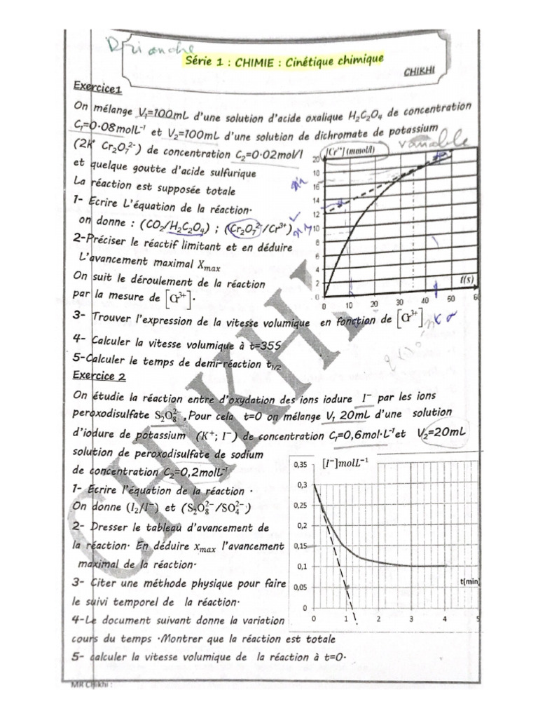 1 CHIMIE Cinétique Chimique | PDF
