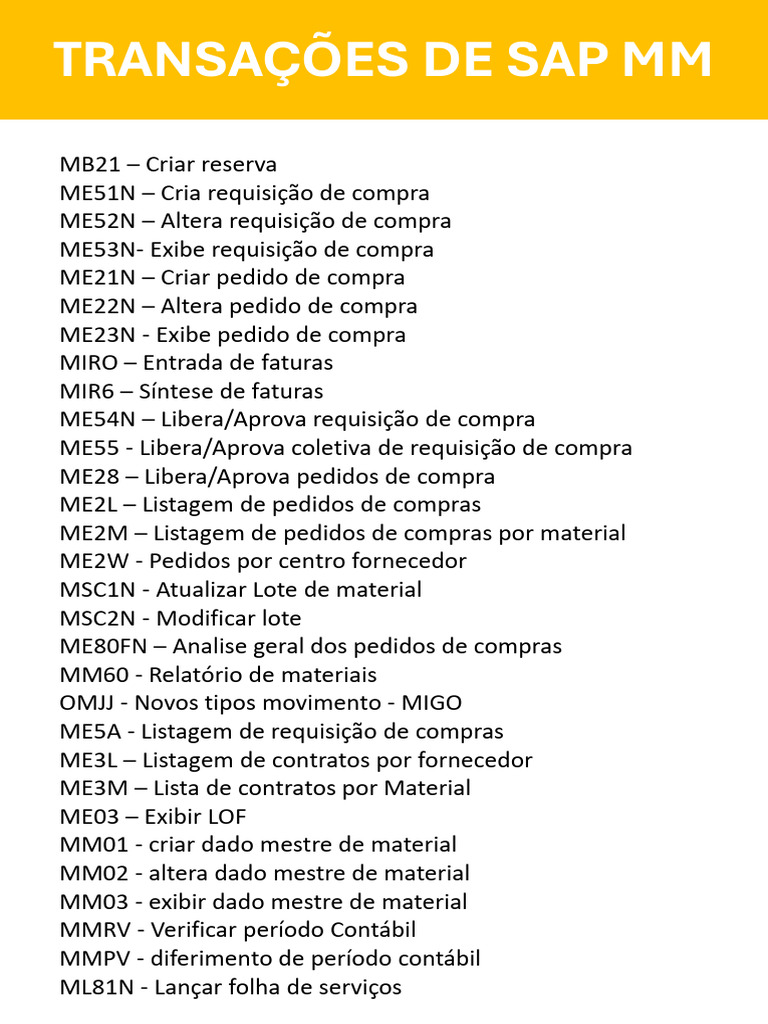 Transações SAP: Guia Completo | PDF | Contabilidade | Depreciação
