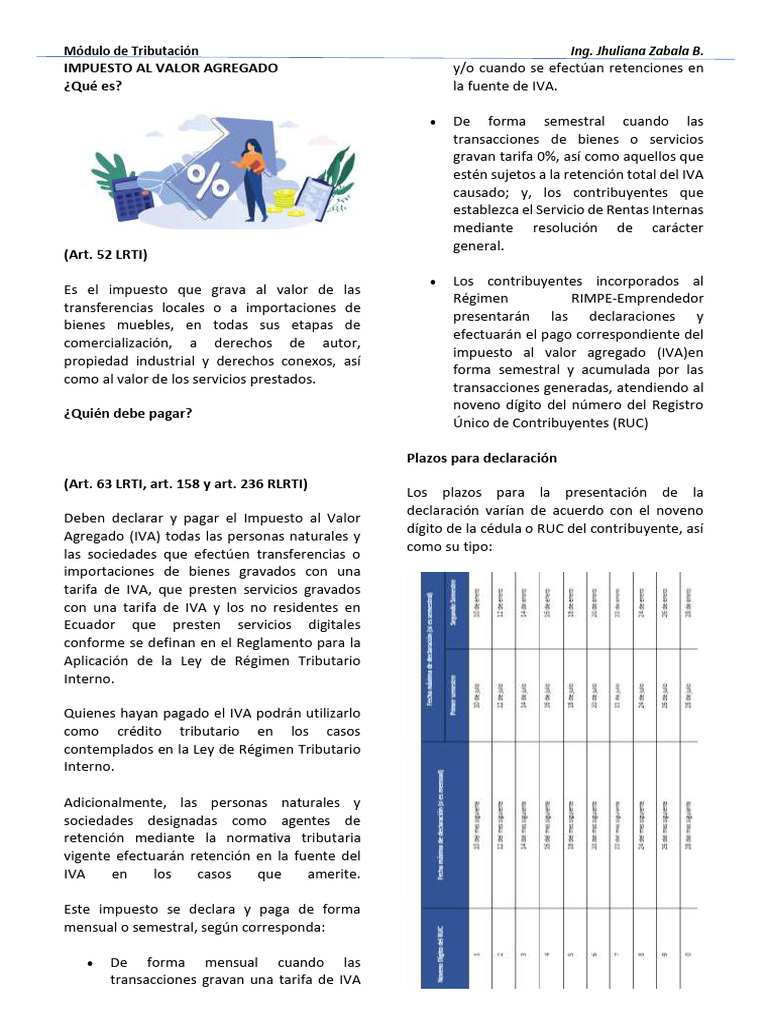 Impuesto Al Valor Agregado Tarifas Vigentes. | PDF | Impuestos ...
