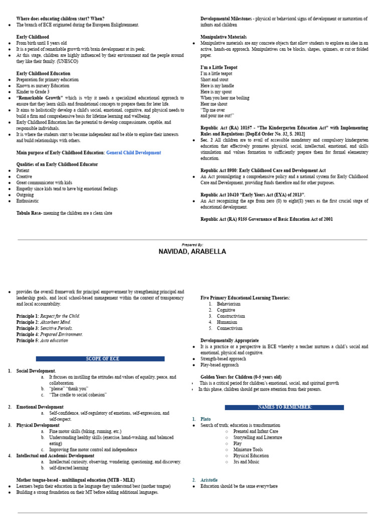 Overview of Early Childhood Education | PDF | Constructivism ...