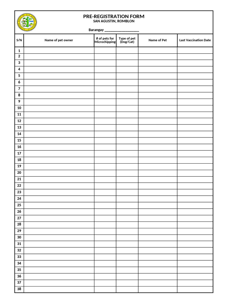 Micro Chip - Pre Registration Form | PDF