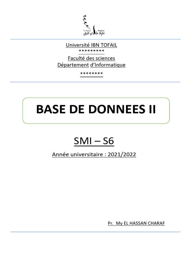Introduction aux SGBD et PL/SQL | PDF | Bases de données | SQL