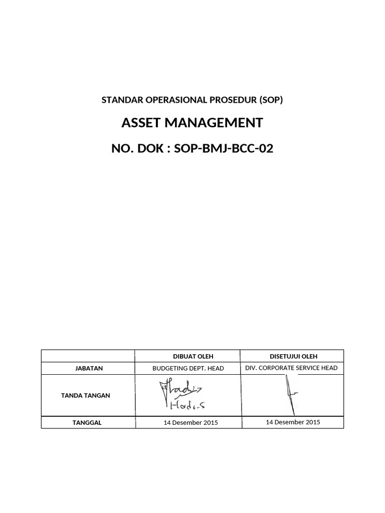 SOP Manajemen Aset Perusahaan | PDF