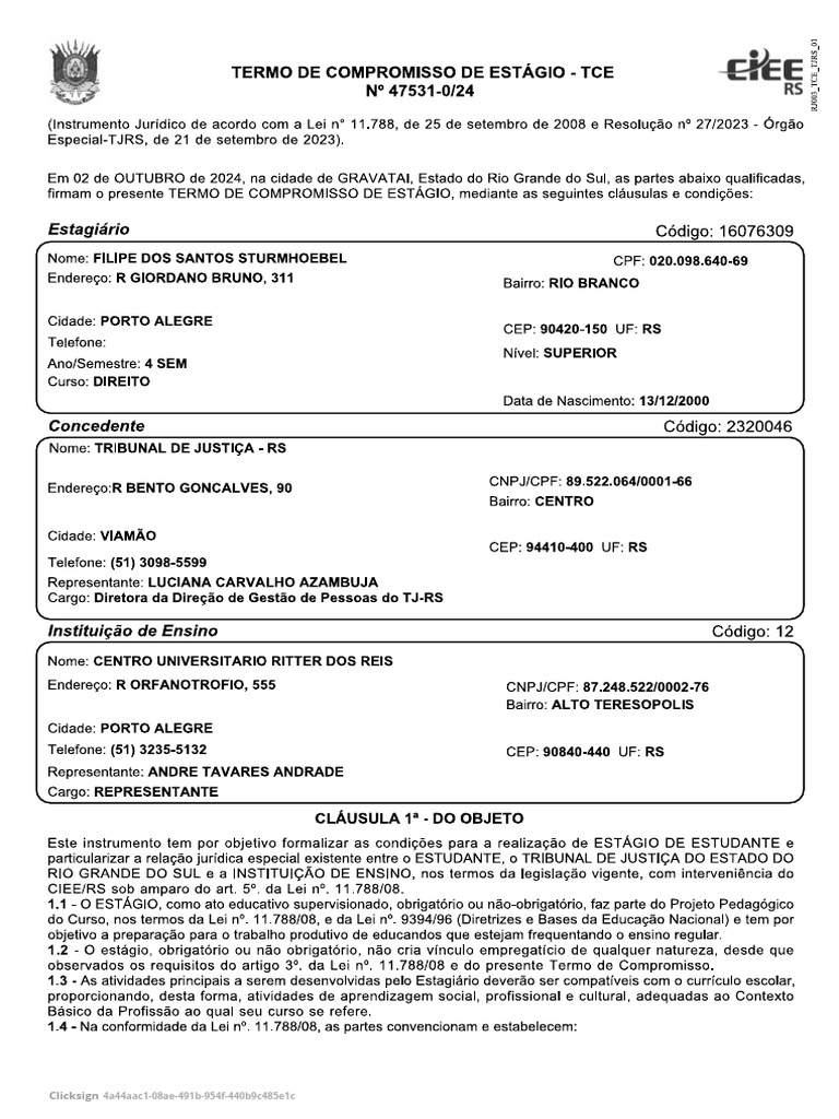 Documento Assinado Digitalmente Clicksign | PDF | Autenticação ...