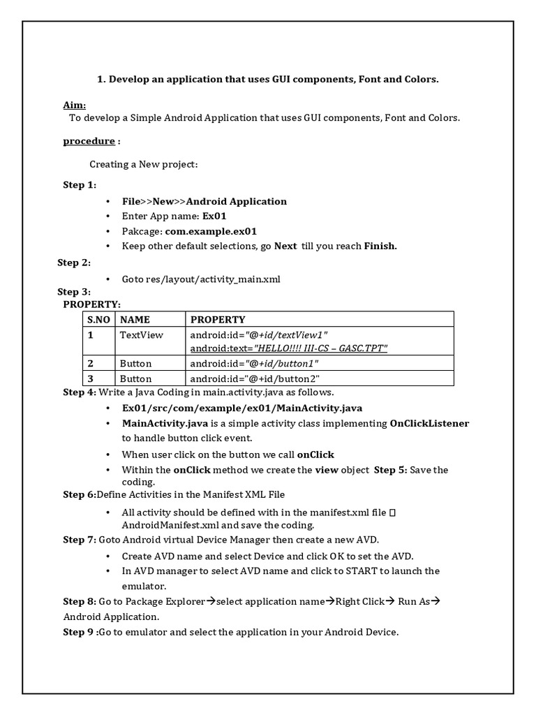 Simple Android App with GUI and Intents | PDF | Android (Operating ...