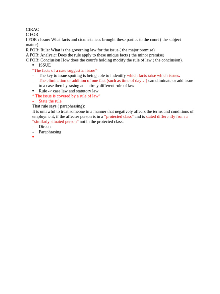 Understanding CIRAC for Legal Analysis | PDF