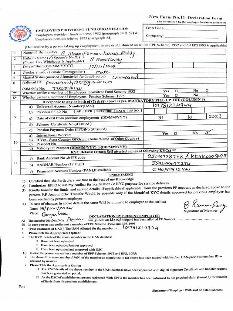 Form11 (Praveen Reddy) | PDF