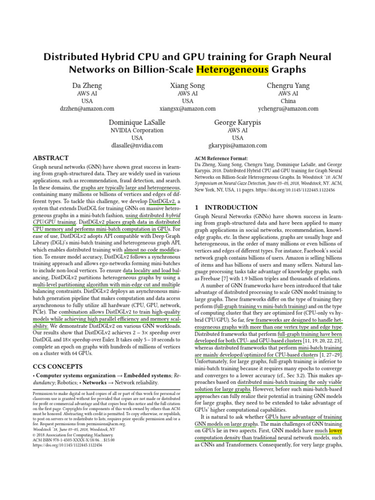 Distributed Hybrid CPU and GPU training for Graph Neural | PDF ...