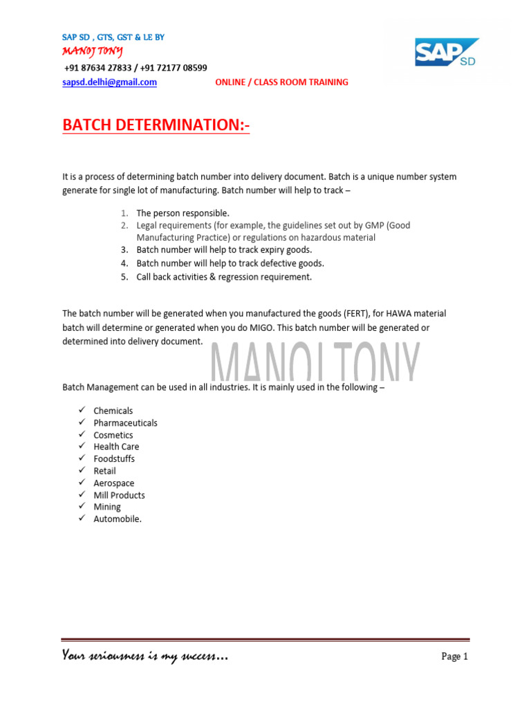 SAP Batch Management Training Guide | PDF | Shelf Life | Computing