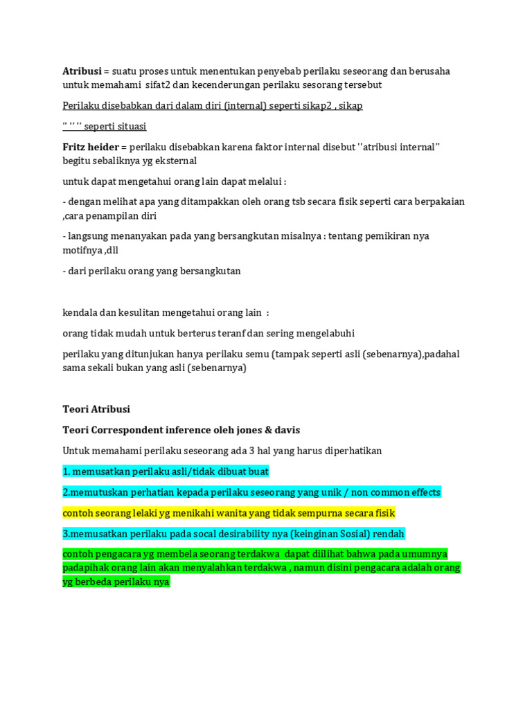 Teori Atribusi dan Perilaku Manusia | PDF