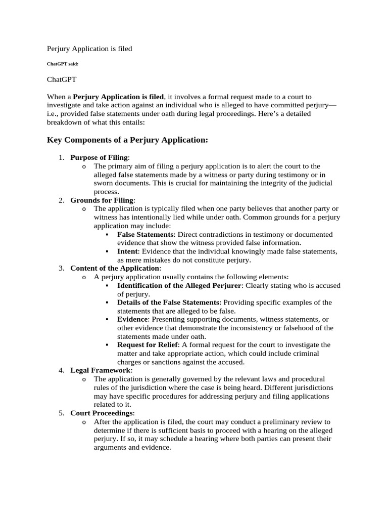 Perjury Application Filing Explained | PDF | Perjury | Appeal