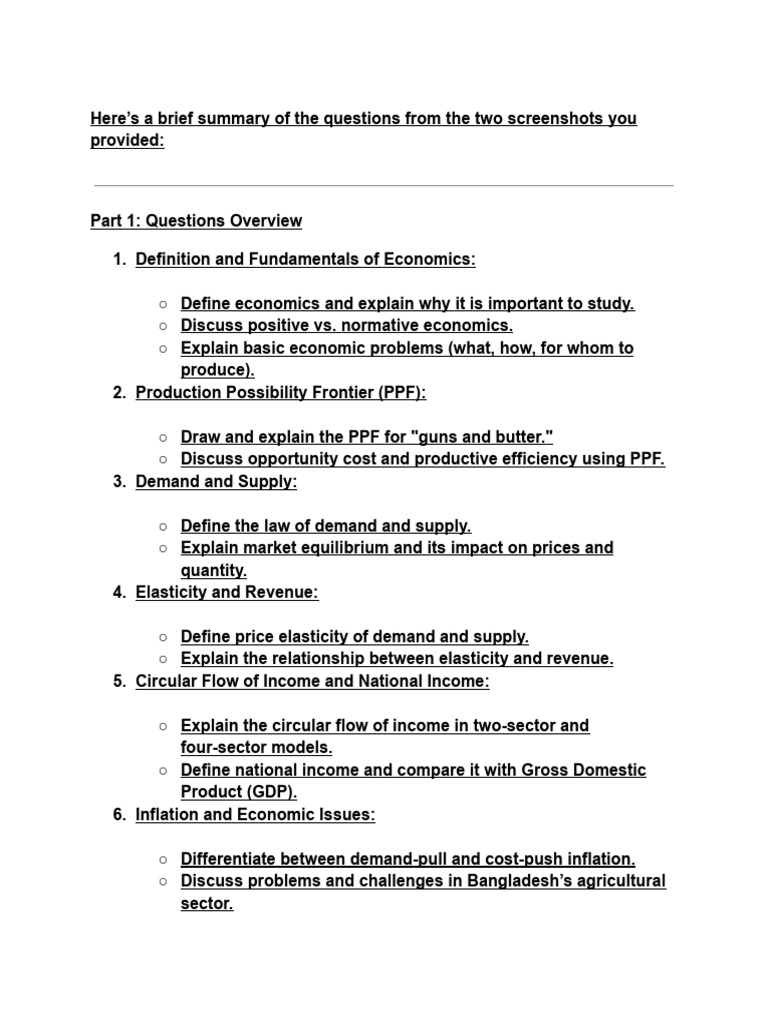 Here's A Brief Summary of The Questions From The Two Screenshots You ...