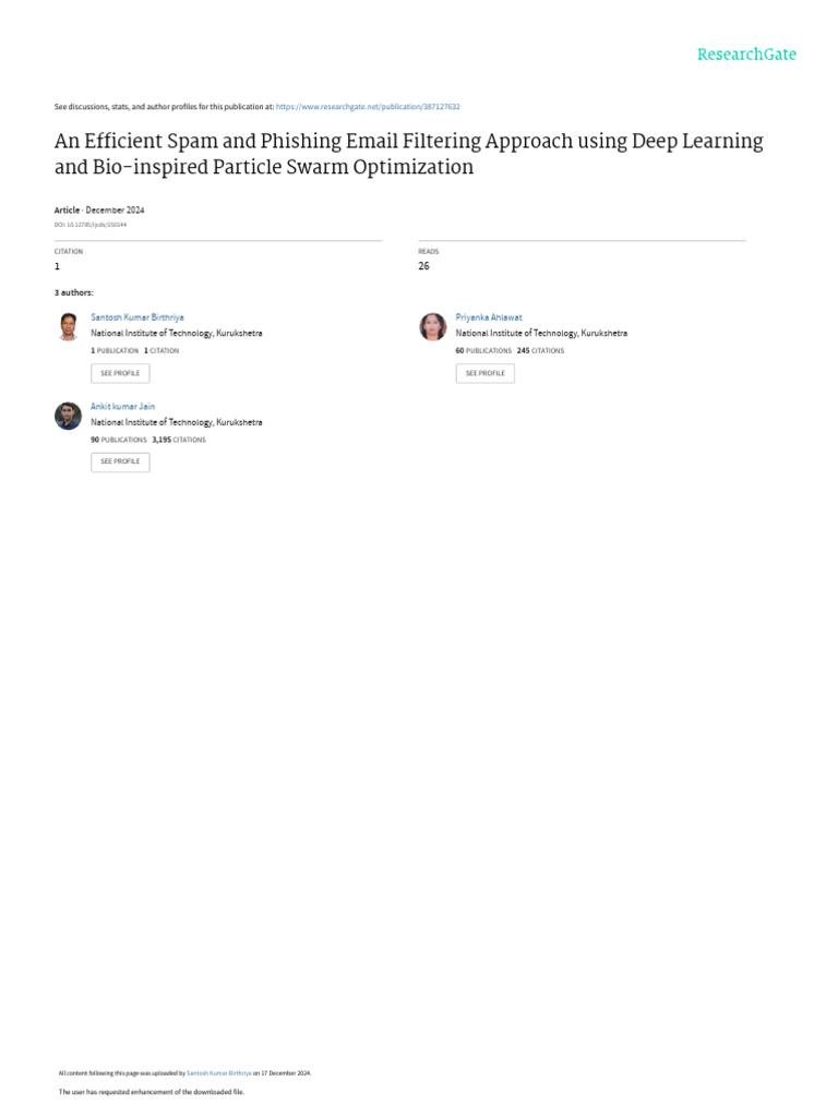 Deep Learning for Spam and Phishing Filtering | PDF | Artificial Neural ...