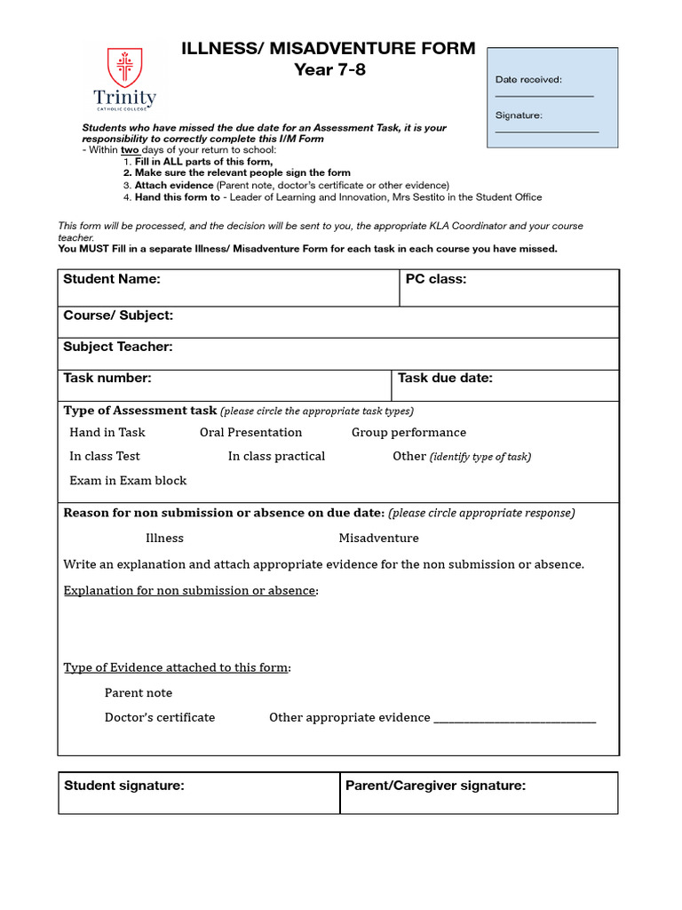 IM Form For Year 7-8 | PDF