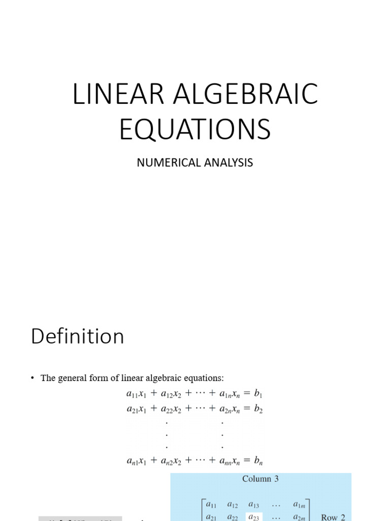 Solving Linear Algebraic Equations | PDF | Determinant | Equations