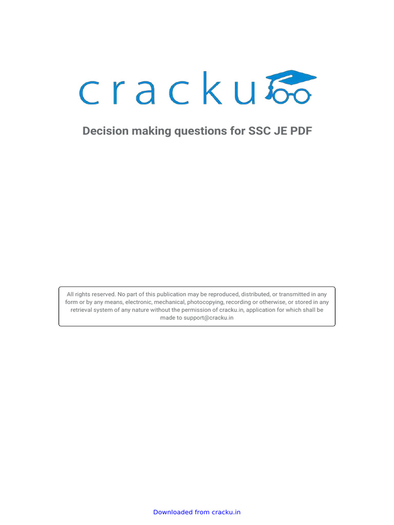 Decision Making Questions For SSC JE PDF | PDF | Qualifications ...