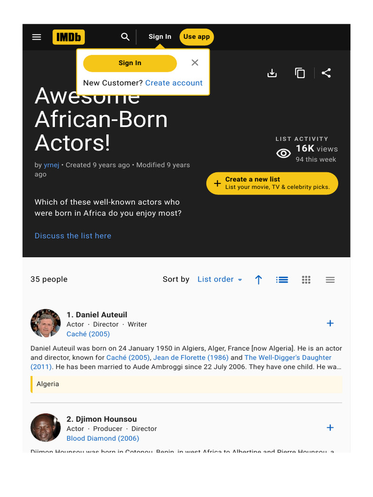 Notable Actors Born in Africa | PDF
