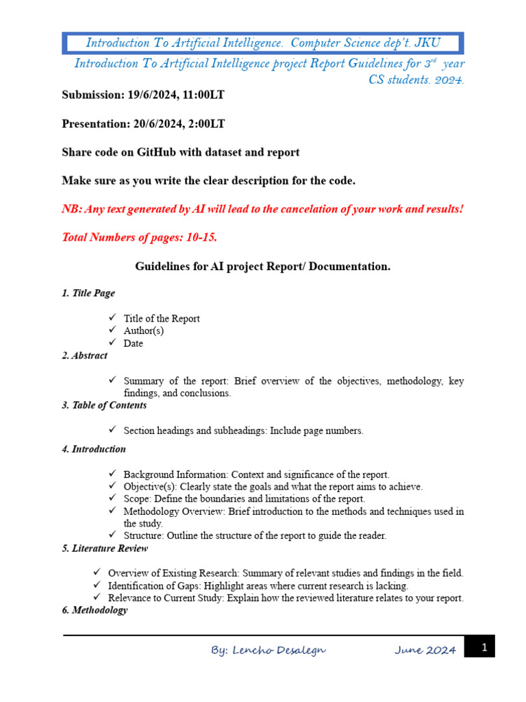 AI Project Guide for CS Students | PDF | Artificial Intelligence ...