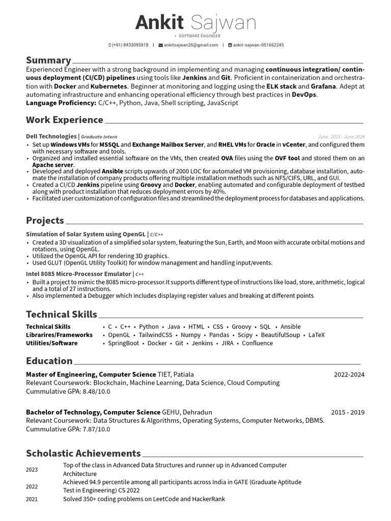 Resume-AnkitSajwan | PDF | Software | Software Engineering