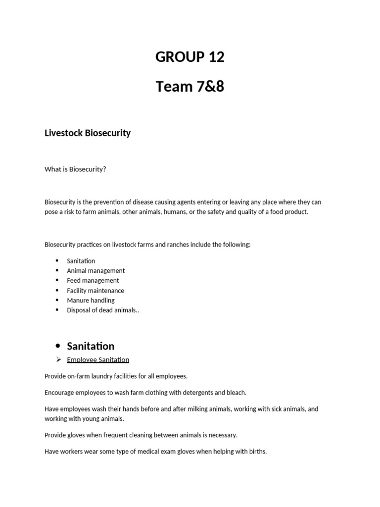 Biosecurity Measures On Livestock Farm Pdf Livestock Manure