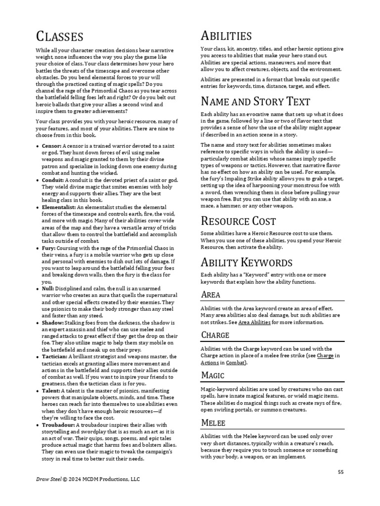 Character Classes in Draw Steel RPG | PDF | Area | Length