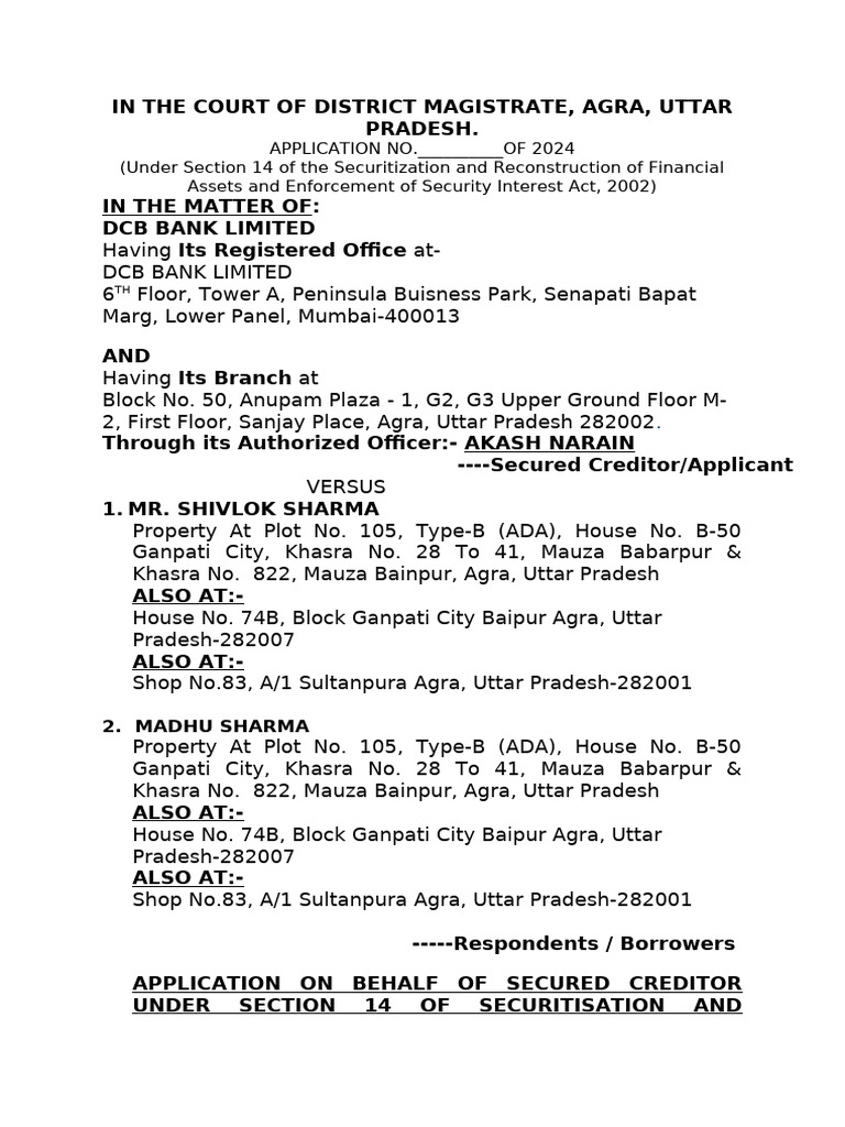 Dcb vs shivlok sharma pdf affidavit security interest