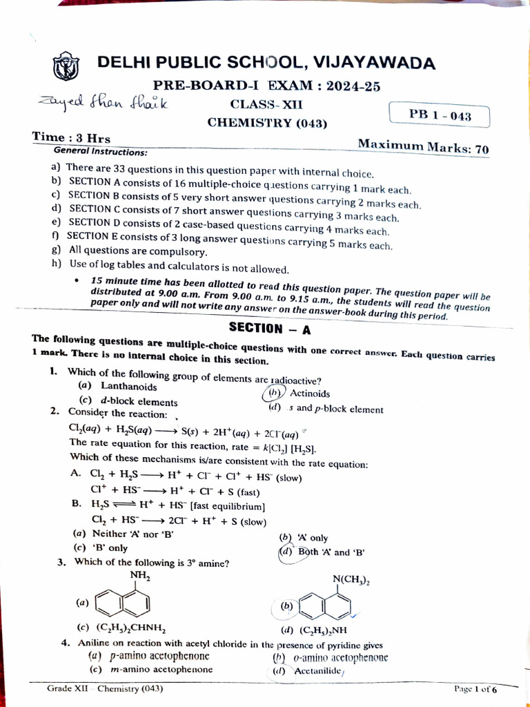 chem pb1 qp | PDF | Aldehyde | Ketone