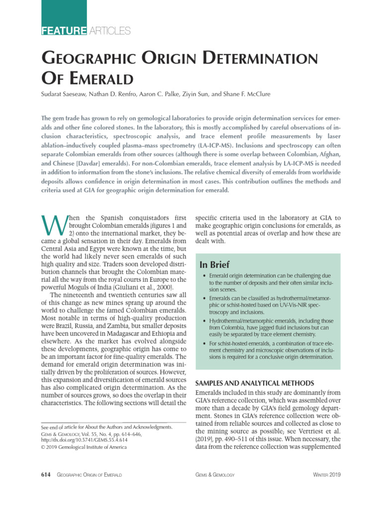 WN19 Emerald Geographic Origin Determination | PDF | Raman Spectroscopy ...