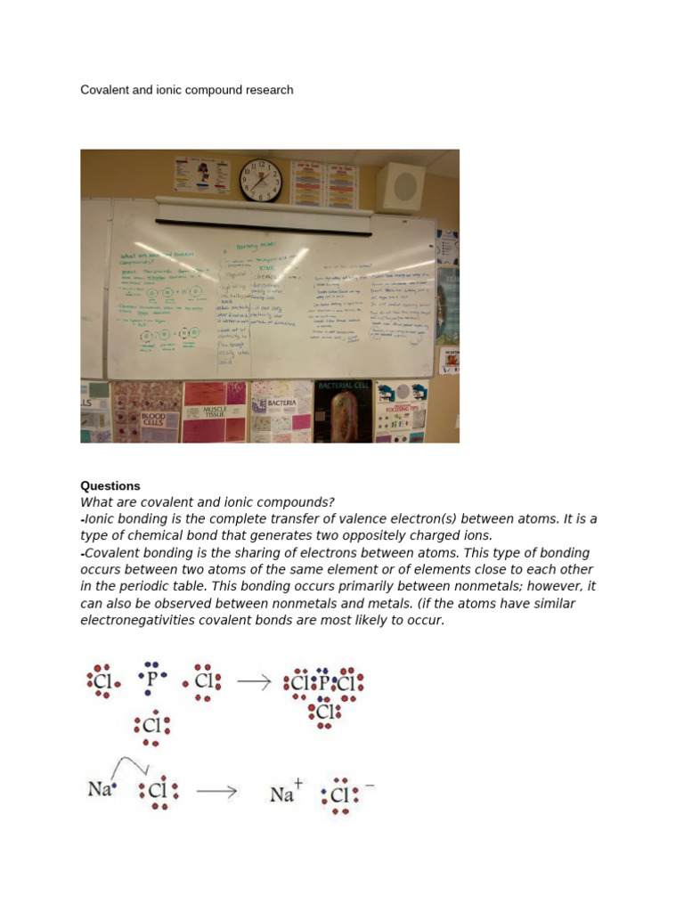 Covalent and Ionic Compound Research | PDF | Ionic Bonding | Chemical ...