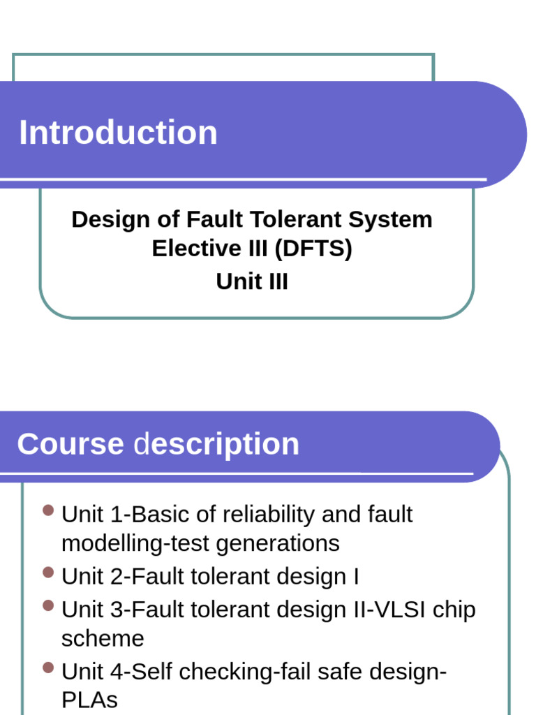 DFTS BE 4 II Sem Unit 3 | PDF | Fault Tolerance | Central Processing Unit