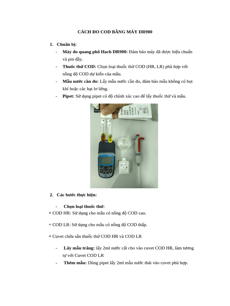 CÁCH ĐO COD BẰNG MÁY DR900 | PDF