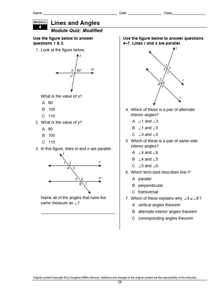 NA QuizModified U2M04 TE | PDF | Perpendicular | Classical Geometry