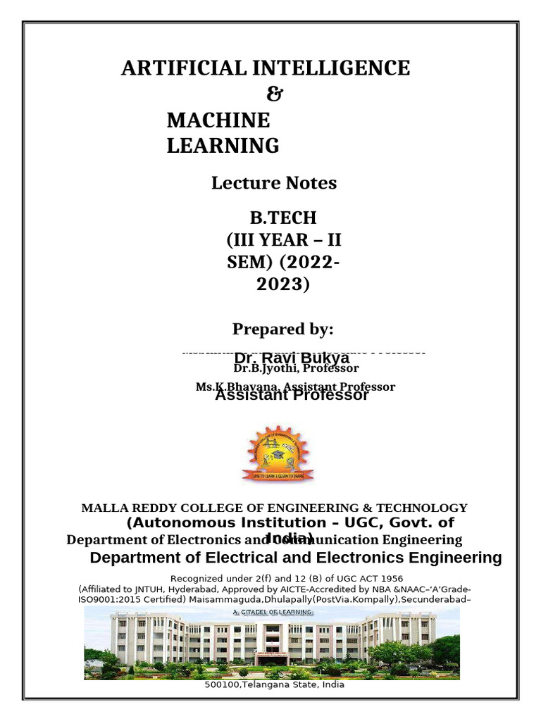 Artificial Intelligence and Machine Learning Digital Notes | PDF ...