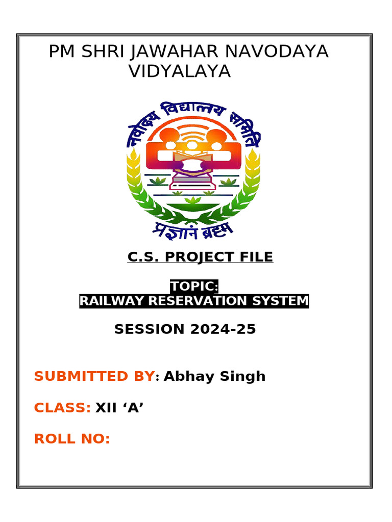 Railway Reservation System Project | PDF | Python (Programming Language ...
