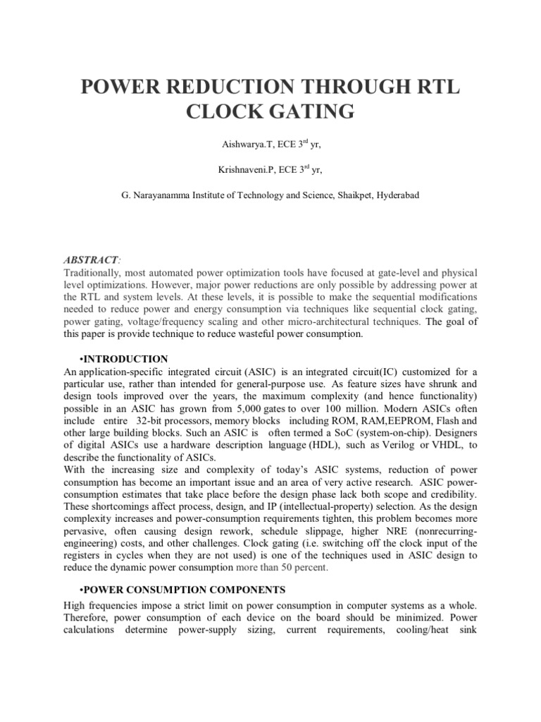 Power Reduction Through RTL Clock Gating PDF