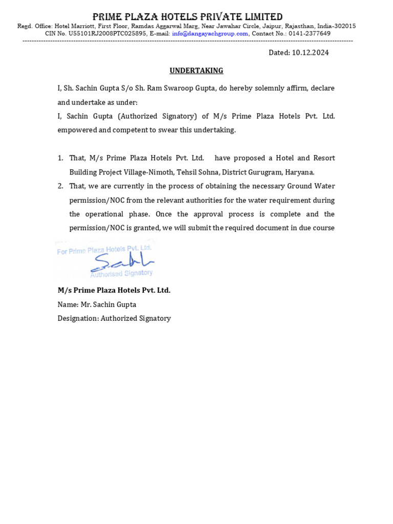 Prime Plaza Hotels Project Undertaking | PDF