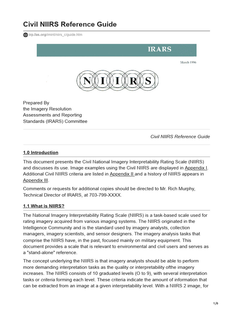 Civil NIIRS Reference Guide Overview | PDF | Image | Information