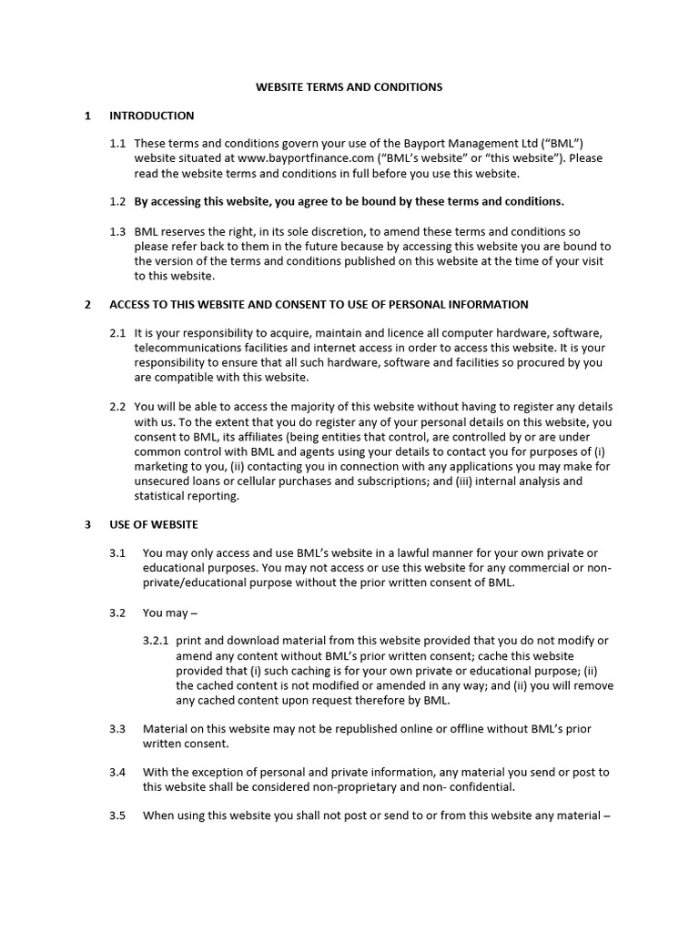 BML Website Terms and Conditions | PDF | Arbitration | Contractual Term