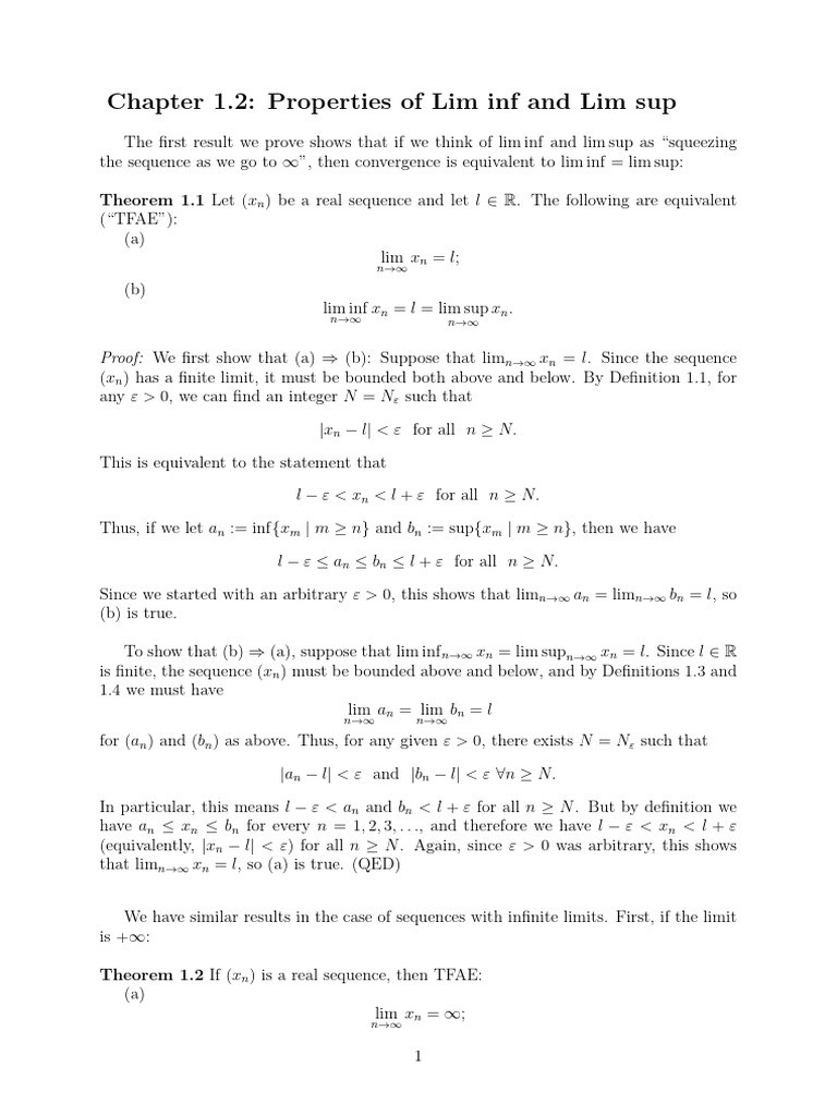 Lim Inf and Lim Sup Properties Explained | PDF | Limit (Mathematics ...