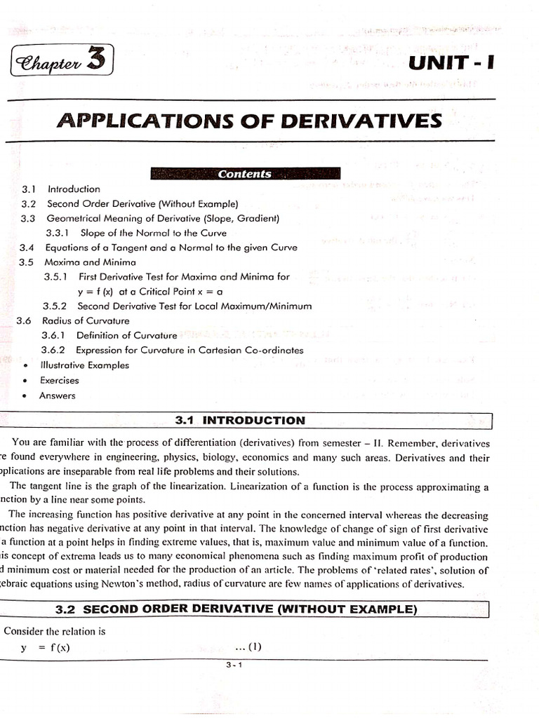 Application of derivatives pdf