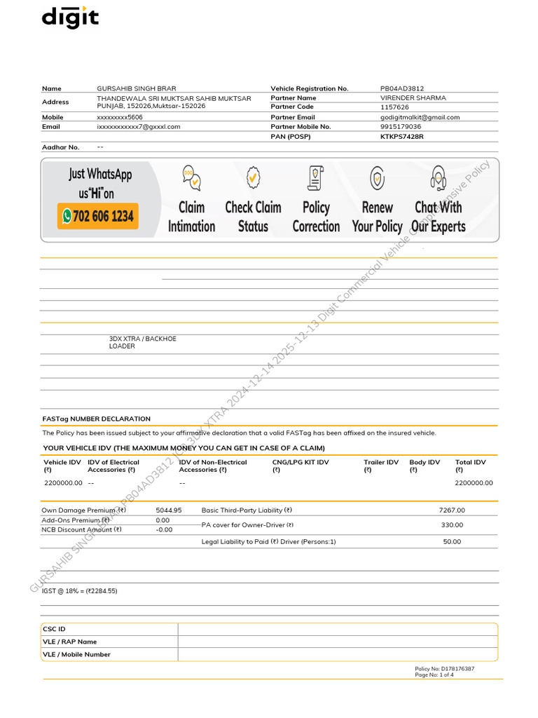 Digit Commercial Vehicle Insurance Policy | PDF | Insurance | Liability ...