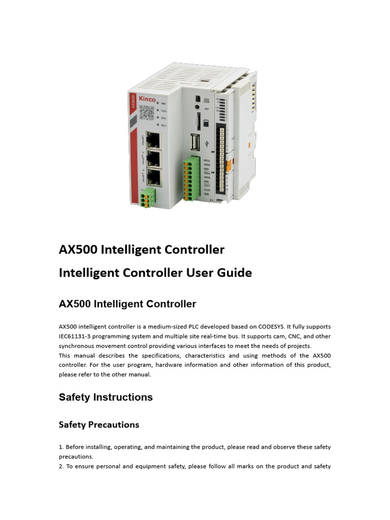 AX500 Intelligent Controller User Guide | PDF | Computer Network ...