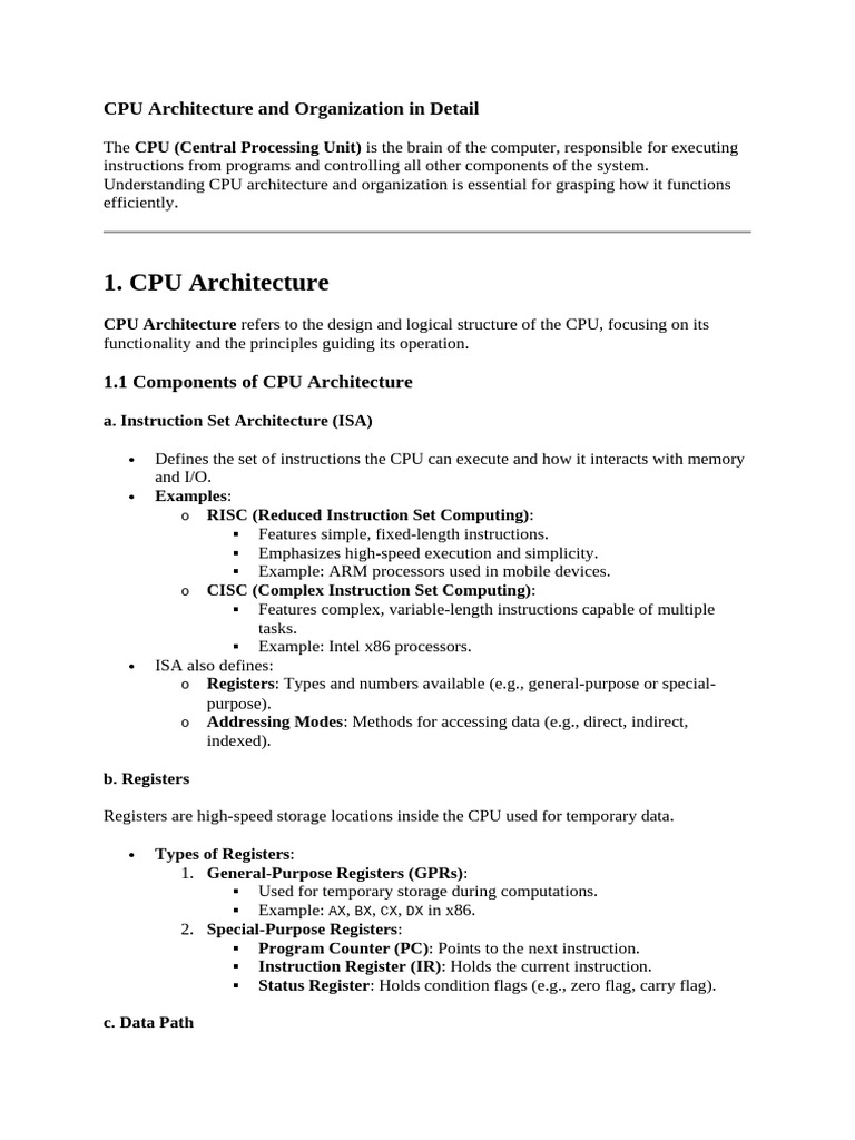 Understanding CPU Architecture Basics | PDF | Central Processing Unit ...