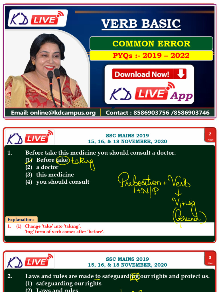 VERB BASIC (2019 - 2022) Common Error (2) 20231005055011 | PDF ...