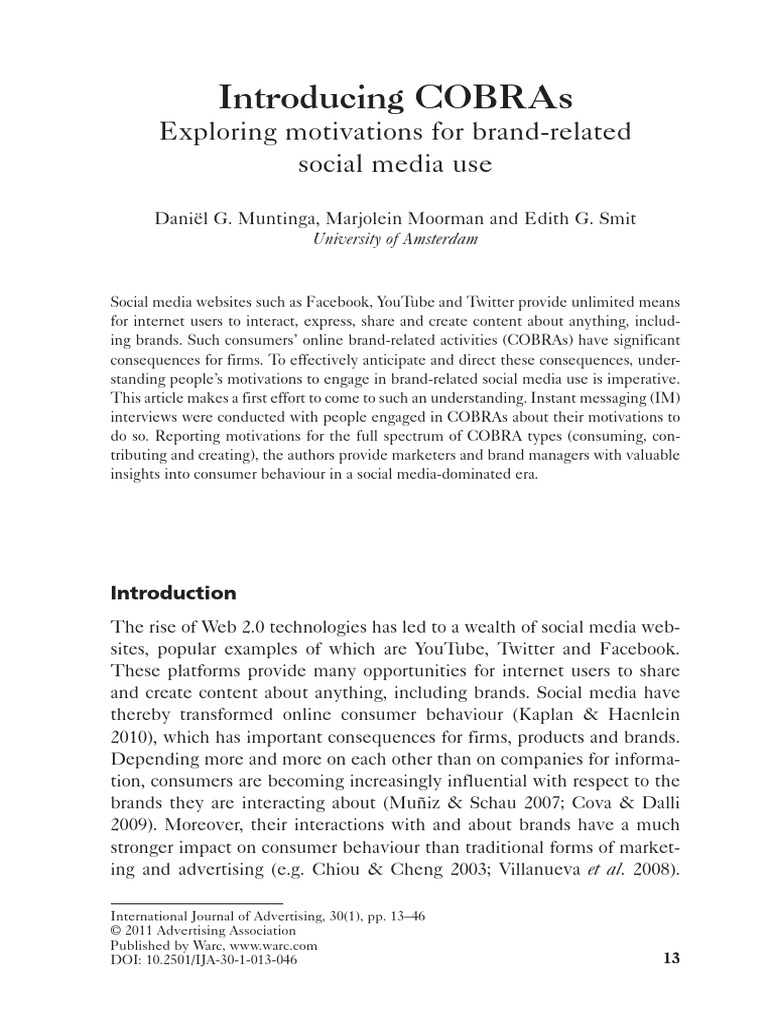 Understanding COBRAs in Social Media | PDF | Social Media | Popular ...