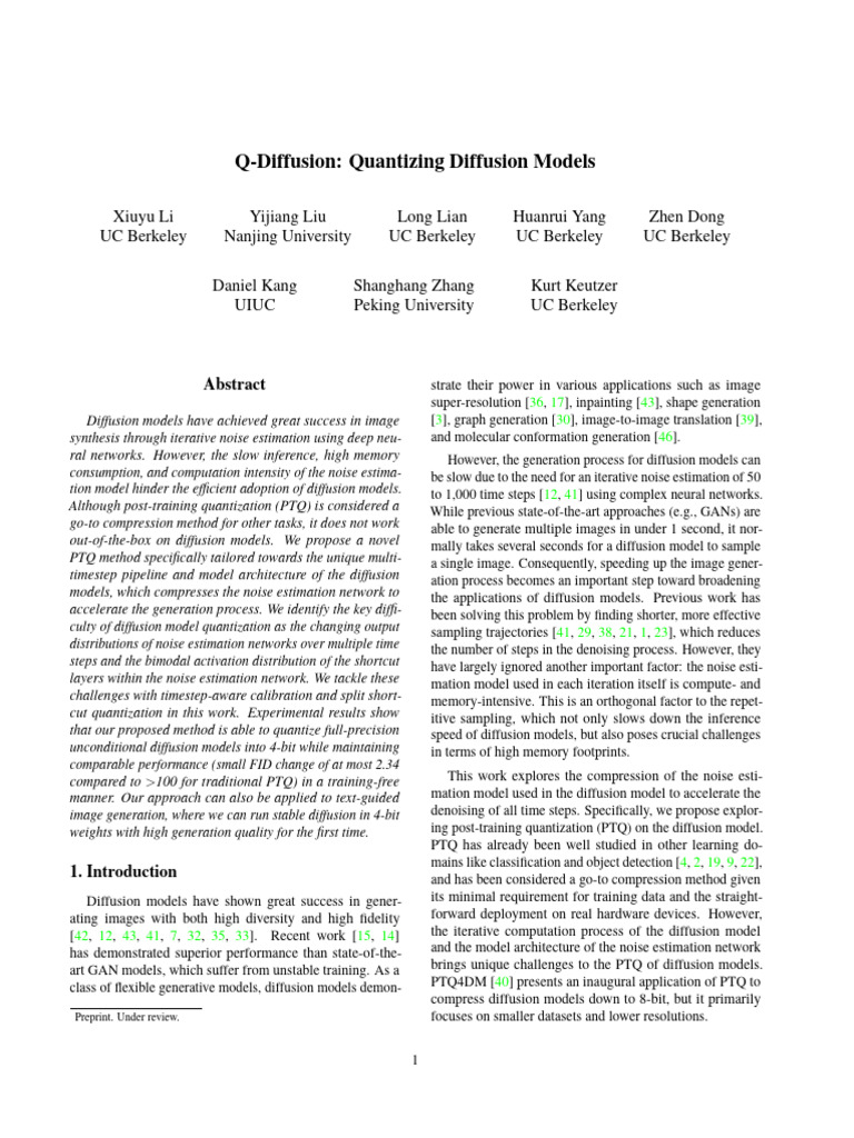 Q-Diffusion: Quantizing Diffusion Models | PDF | Statistical Inference ...
