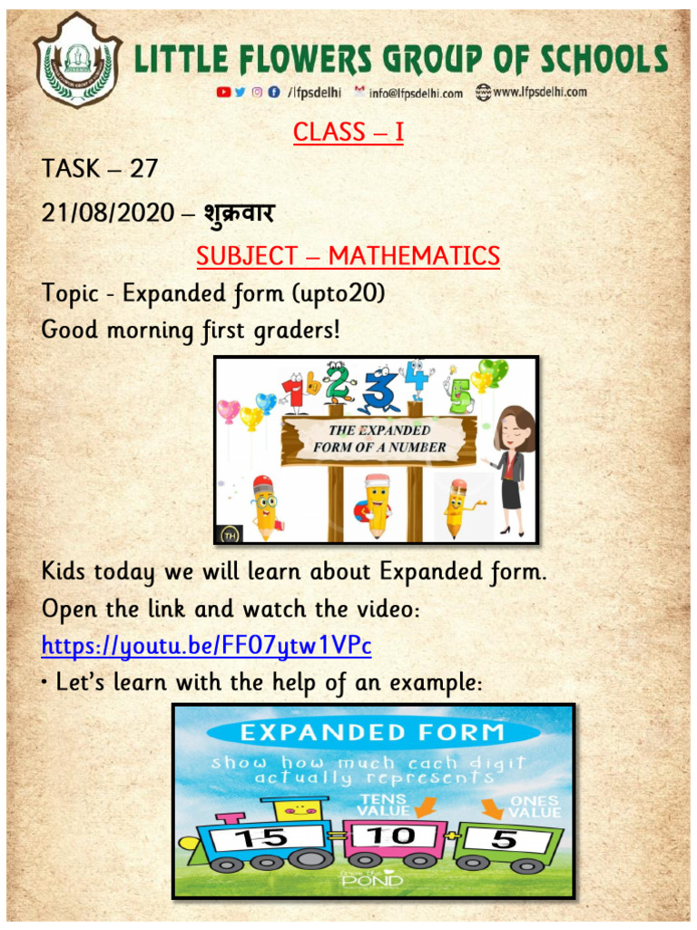 Class I - Task - 27 - Maths | PDF