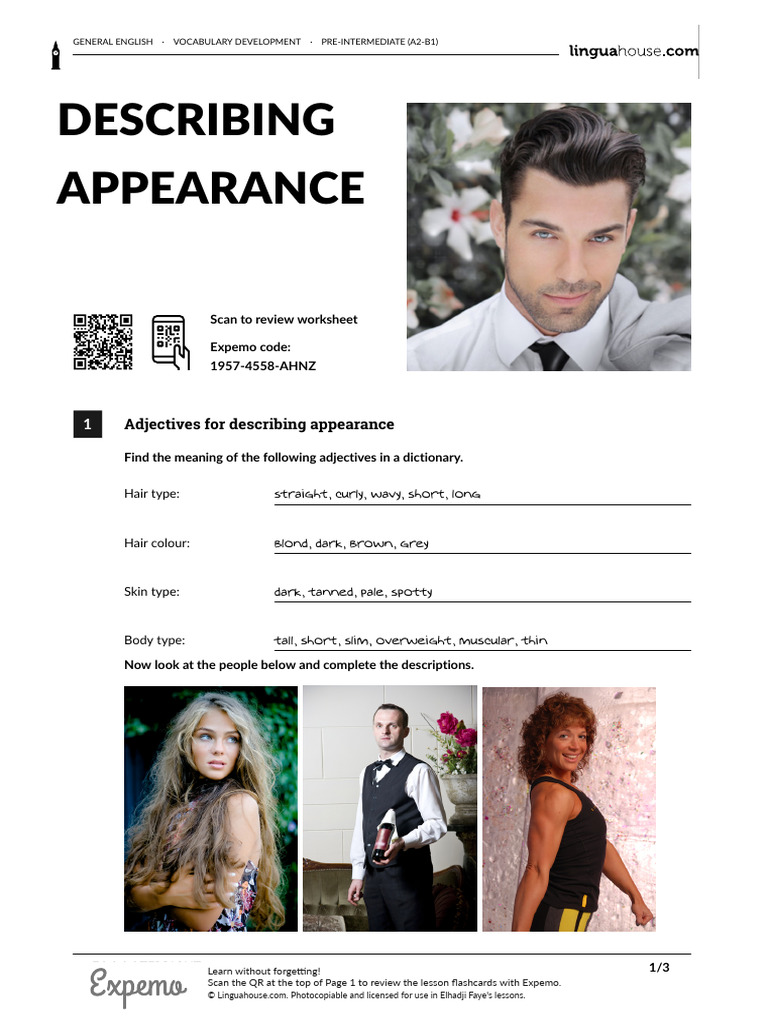 Vocabulary for Describing Appearance | PDF | Hair | Human Appearance