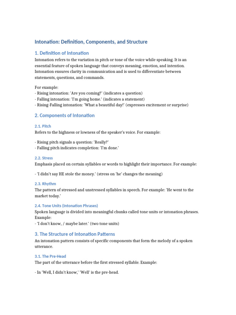 Understanding Intonation in Speech | PDF | Stress (Linguistics) | Tone ...