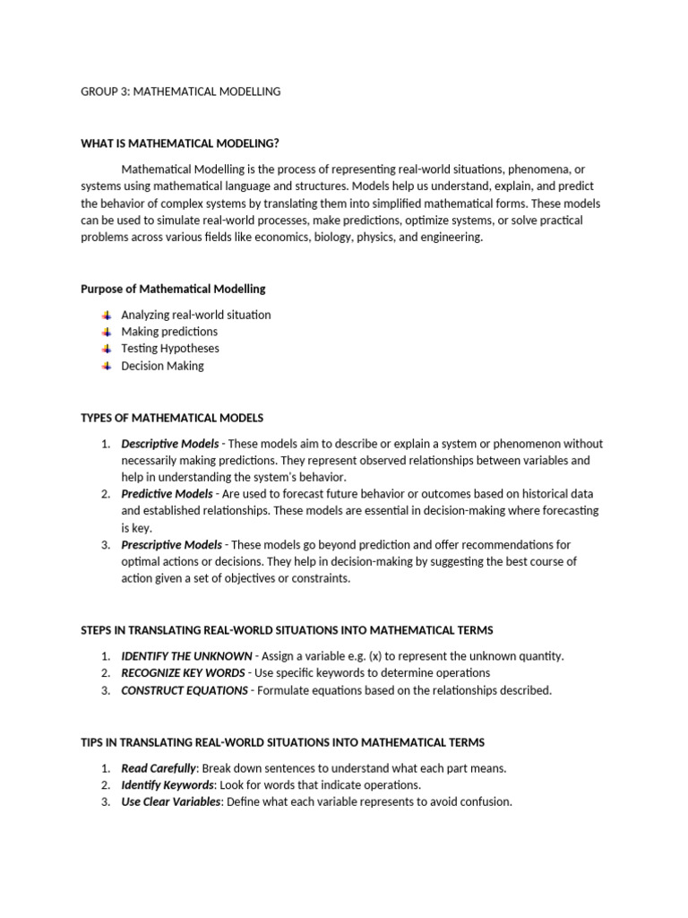 Mathematical Modelling | PDF | Mathematical Model | Mathematics